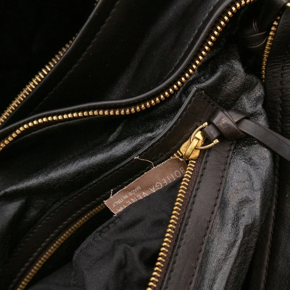 Vntg 1990s Bottega Veneta Dark Brown Leather Multi Pocket Messenger Shoulder Bag